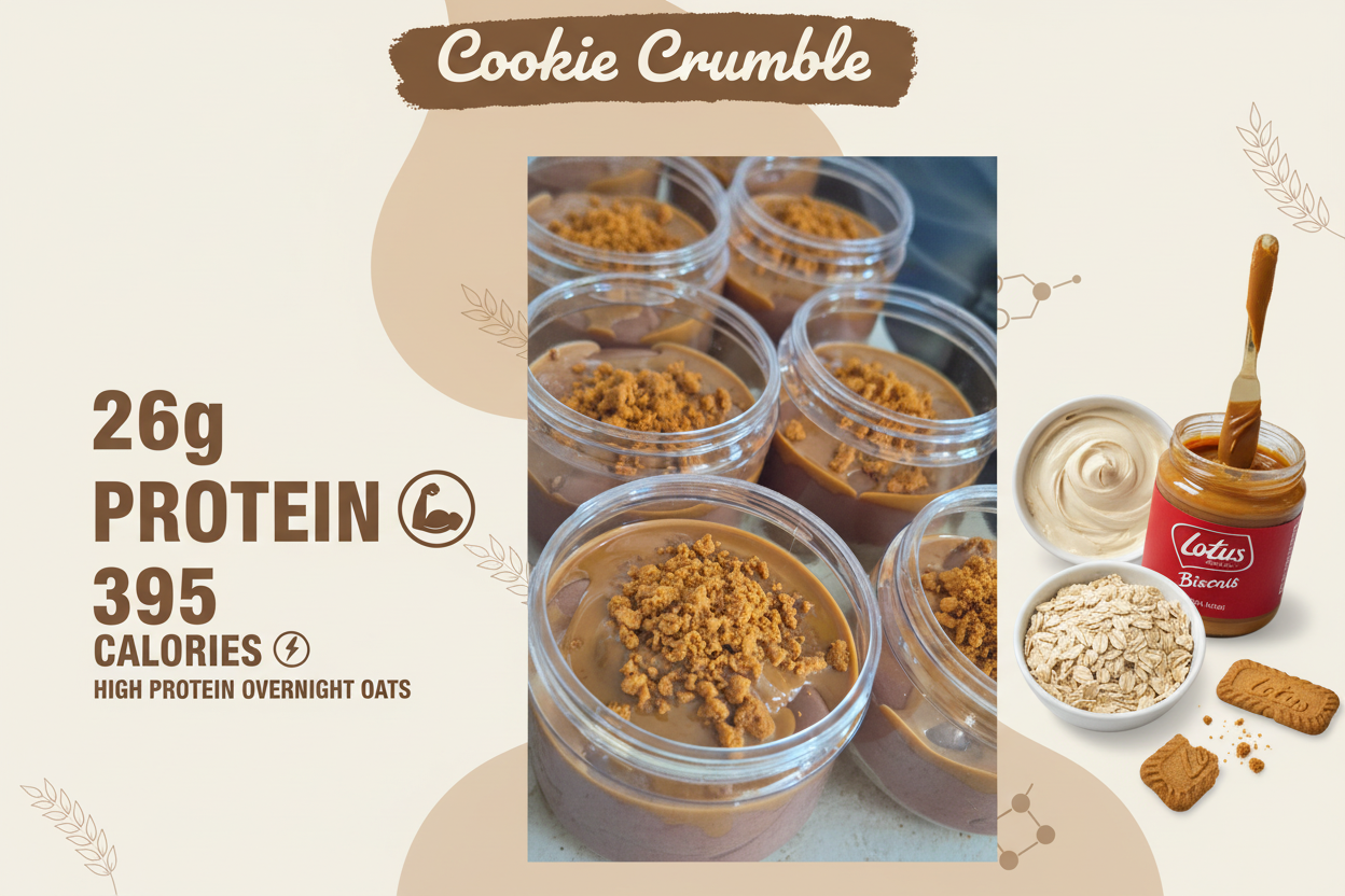 Cookie Crumble High Protein Overnight Oats Banner